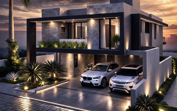 Projeto estrutural RJC: Sobrado com pórtico e jardineira na fachada
